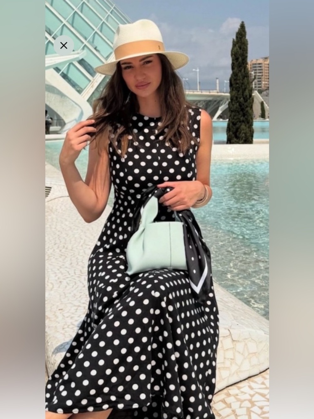 Zara Black with White Polka Dot Maxi Dress - Picture 7 of 7